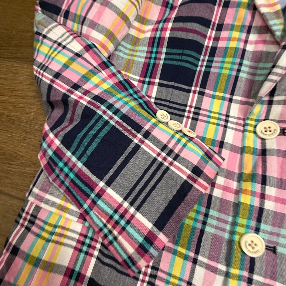 Tommy Hilfiger Boy's Plaid Blazer Size 14, Two Button, Long Sleeve, Lined Preppy - Picture 11 of 16